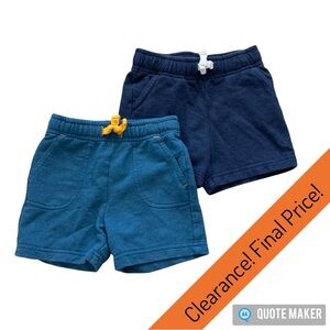 Cat & Jack Bundle of 2 Knit Shorts (Teal & Navy, 18 Months)
